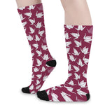 Japanese Origami Crane Pattern Print Long Socks
