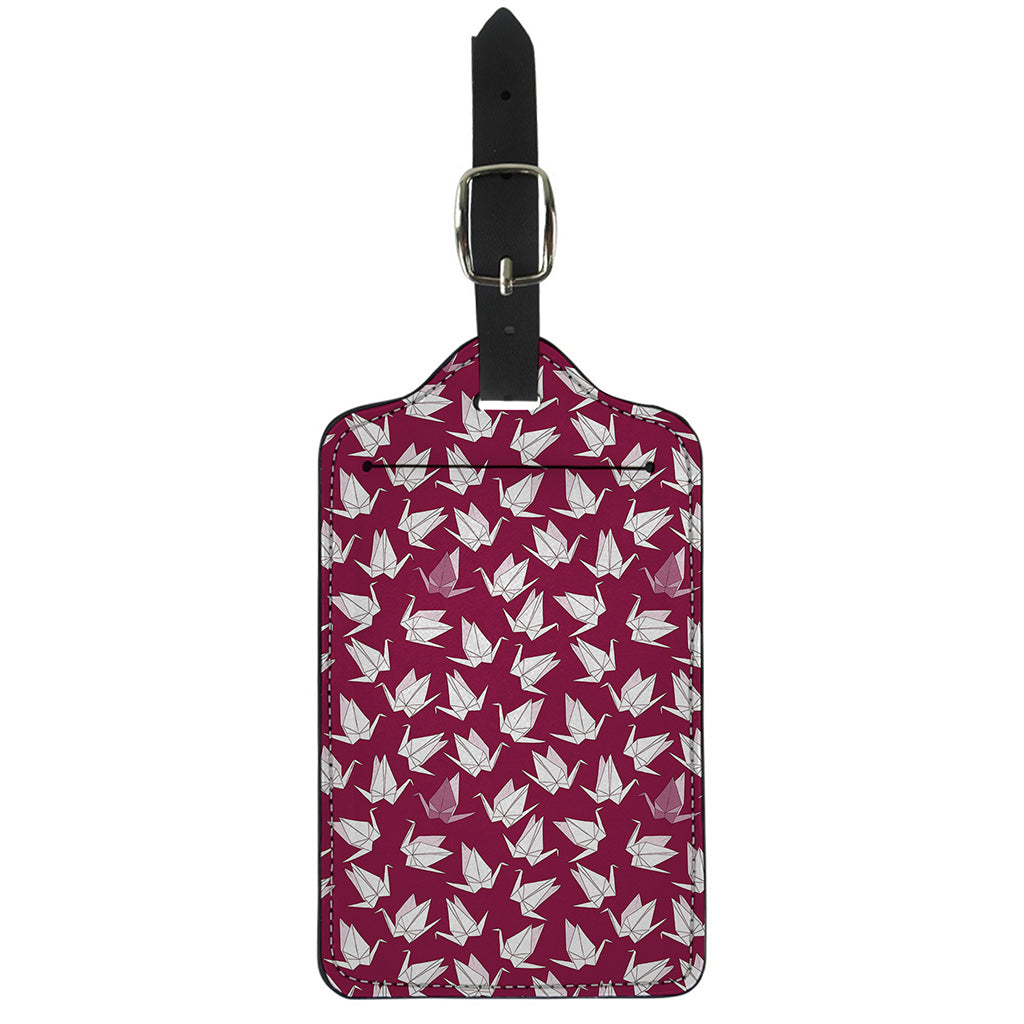 Japanese Origami Crane Pattern Print Luggage Tag