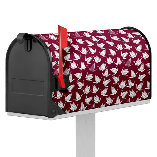 Japanese Origami Crane Pattern Print Mailbox Cover