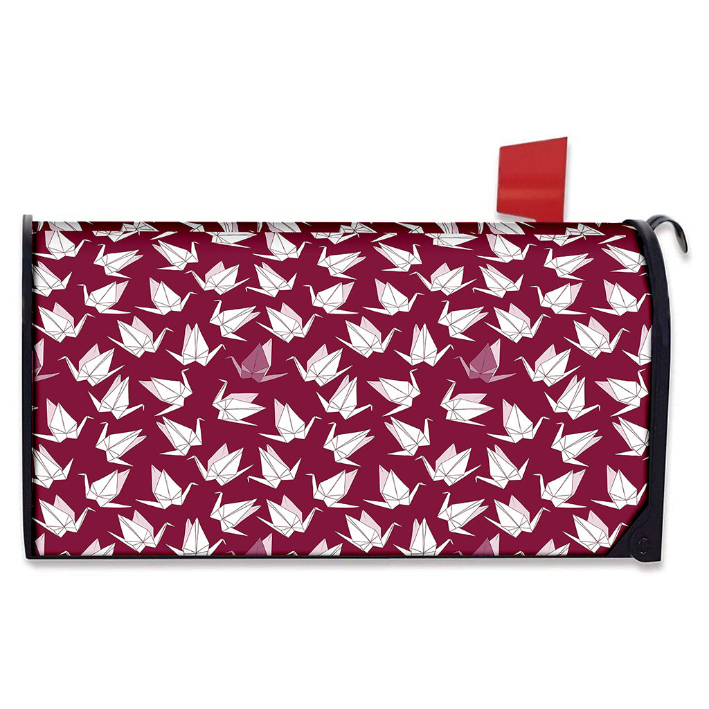 Japanese Origami Crane Pattern Print Mailbox Cover