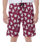 Japanese Origami Crane Pattern Print Men's Beach Shorts
