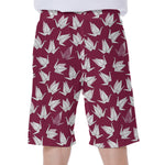 Japanese Origami Crane Pattern Print Men's Beach Shorts
