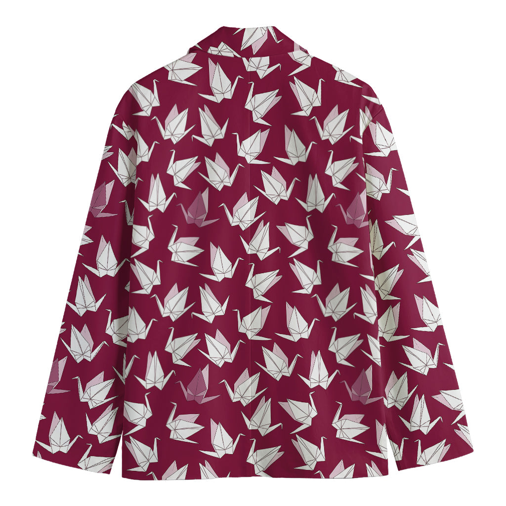 Japanese Origami Crane Pattern Print Men's Blazer