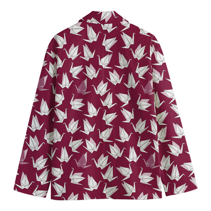 Japanese Origami Crane Pattern Print Men's Blazer