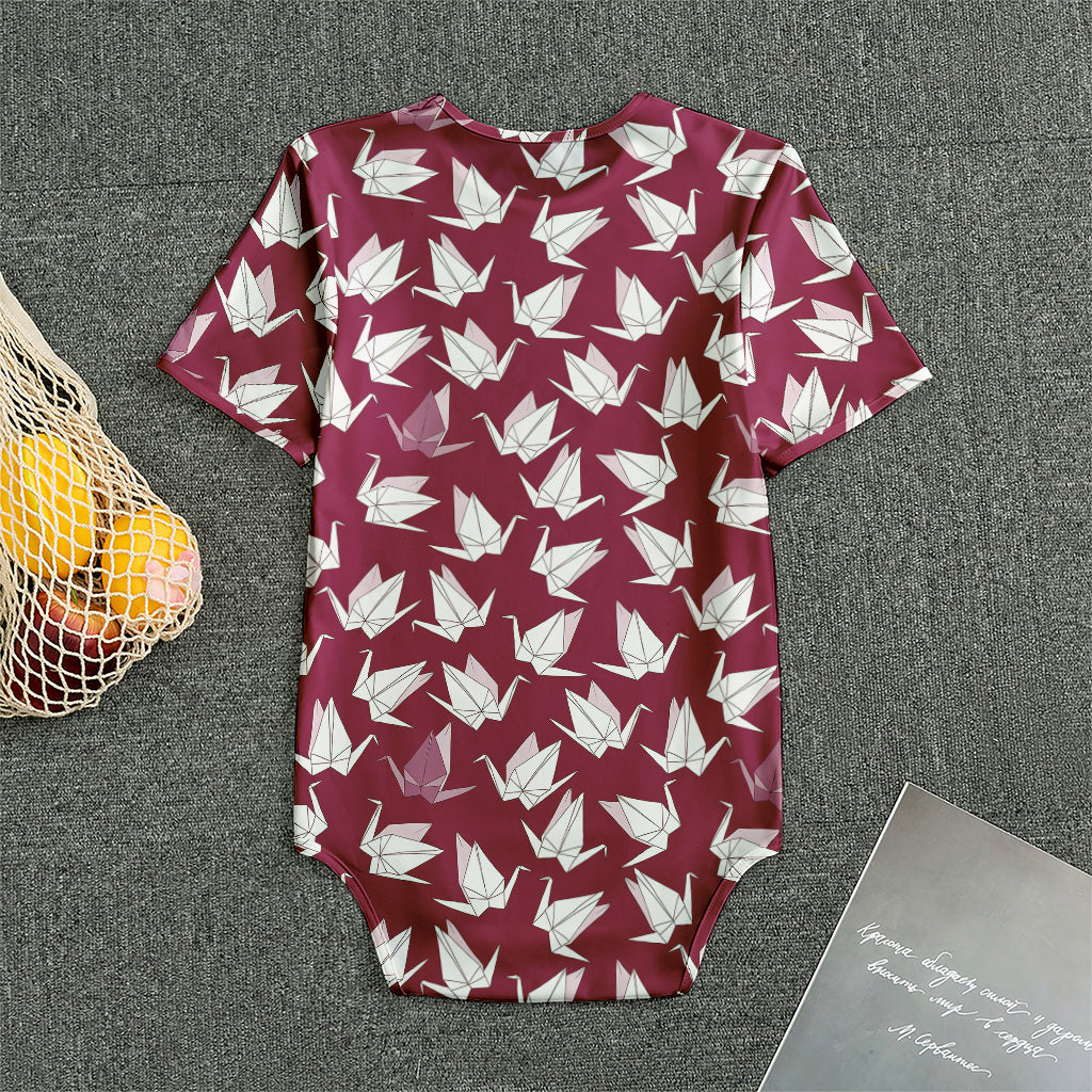 Japanese Origami Crane Pattern Print Men's Bodysuit