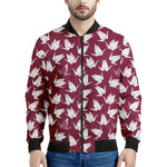 Japanese Origami Crane Pattern Print Men's Bomber Jacket