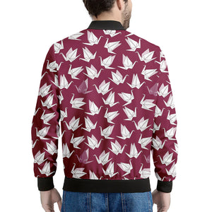 Japanese Origami Crane Pattern Print Men's Bomber Jacket