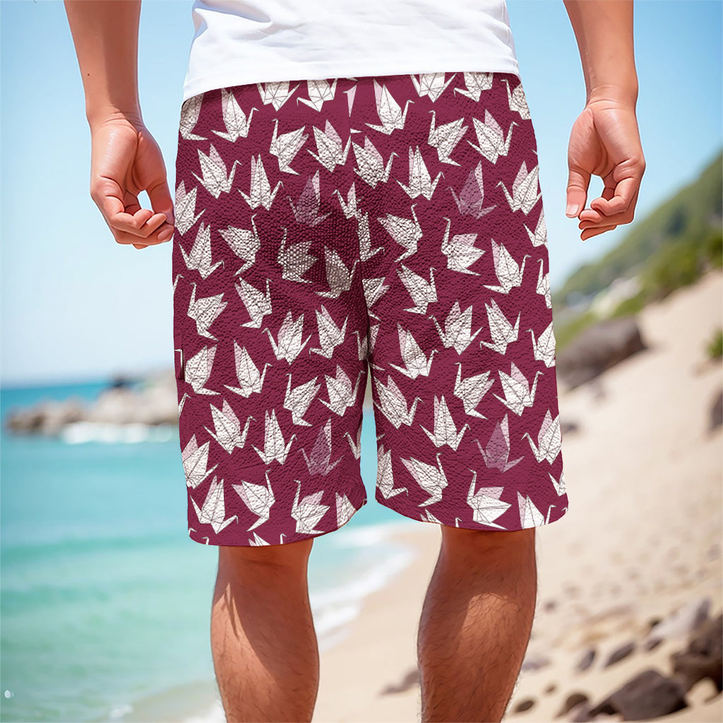 Japanese Origami Crane Pattern Print Men's Cargo Shorts