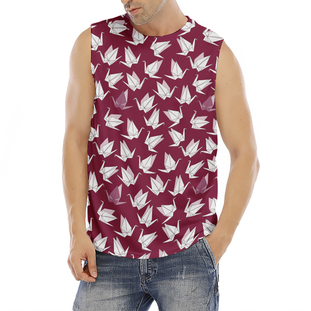 Japanese Origami Crane Pattern Print Men's Fitness Tank Top