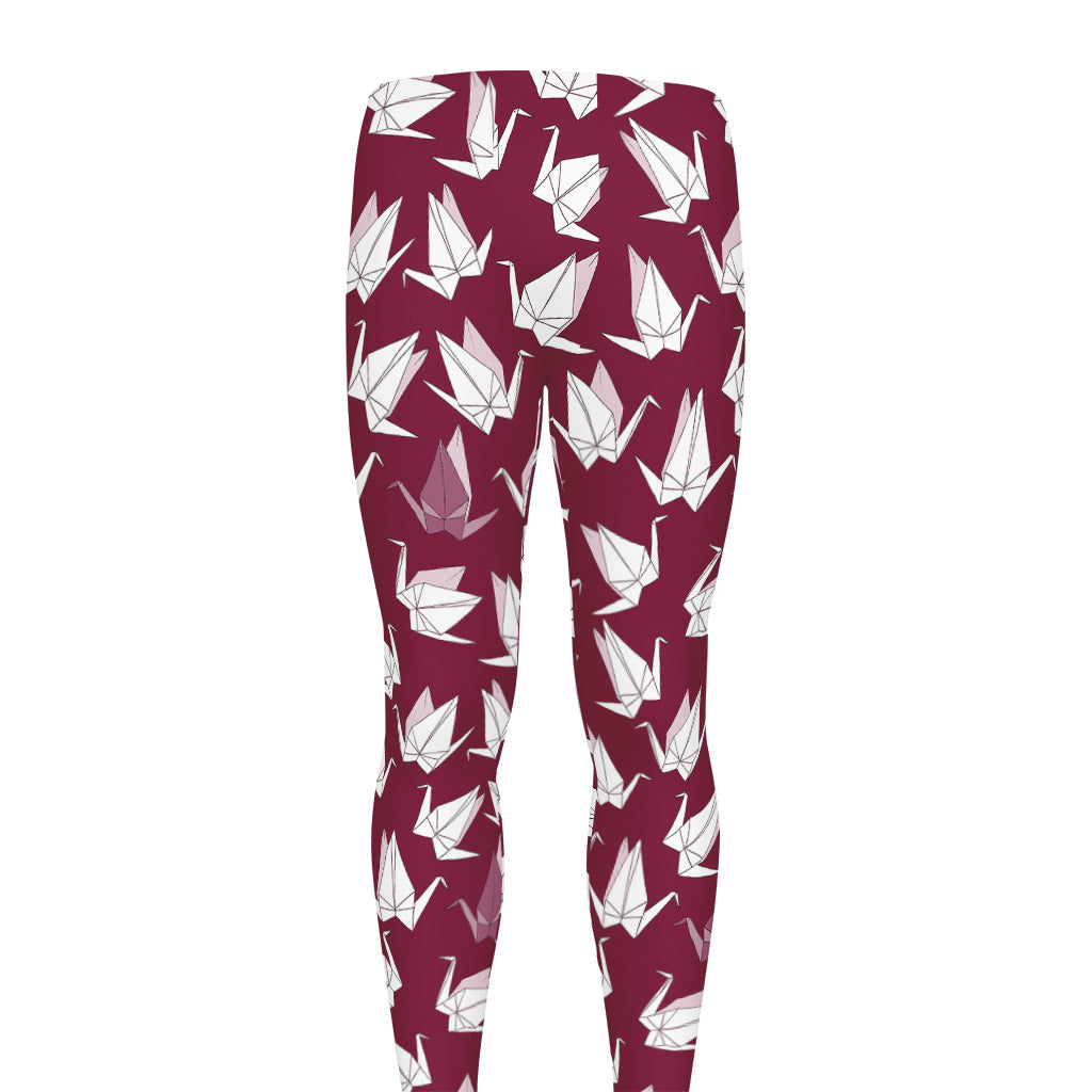 Japanese Origami Crane Pattern Print Men's leggings