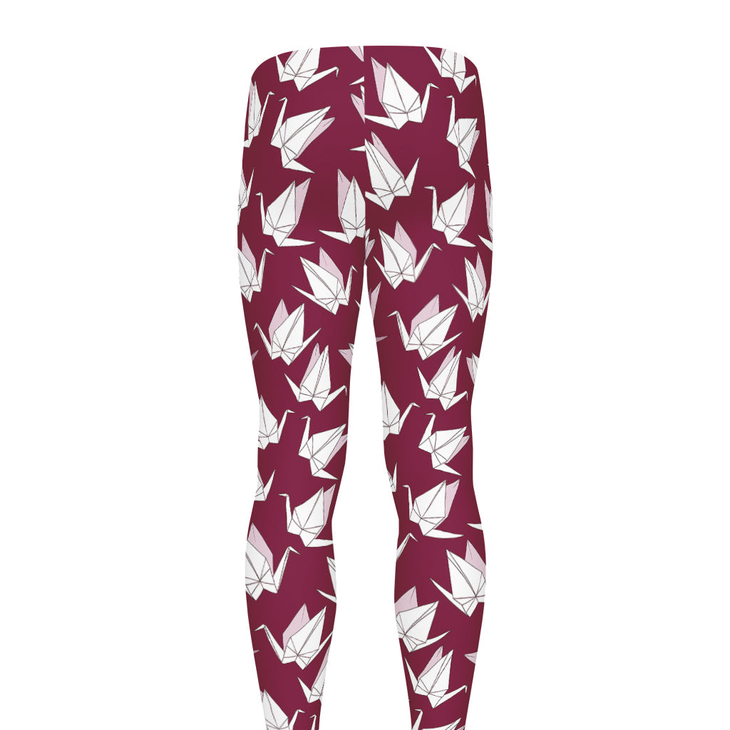 Japanese Origami Crane Pattern Print Men's leggings