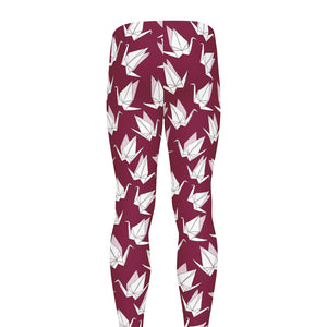 Japanese Origami Crane Pattern Print Men's leggings