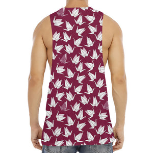 Japanese Origami Crane Pattern Print Men's Muscle Tank Top