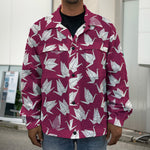 Japanese Origami Crane Pattern Print Men's Shirt Jacket