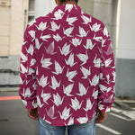 Japanese Origami Crane Pattern Print Men's Shirt Jacket