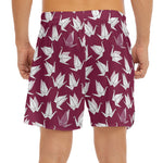 Japanese Origami Crane Pattern Print Men's Split Running Shorts