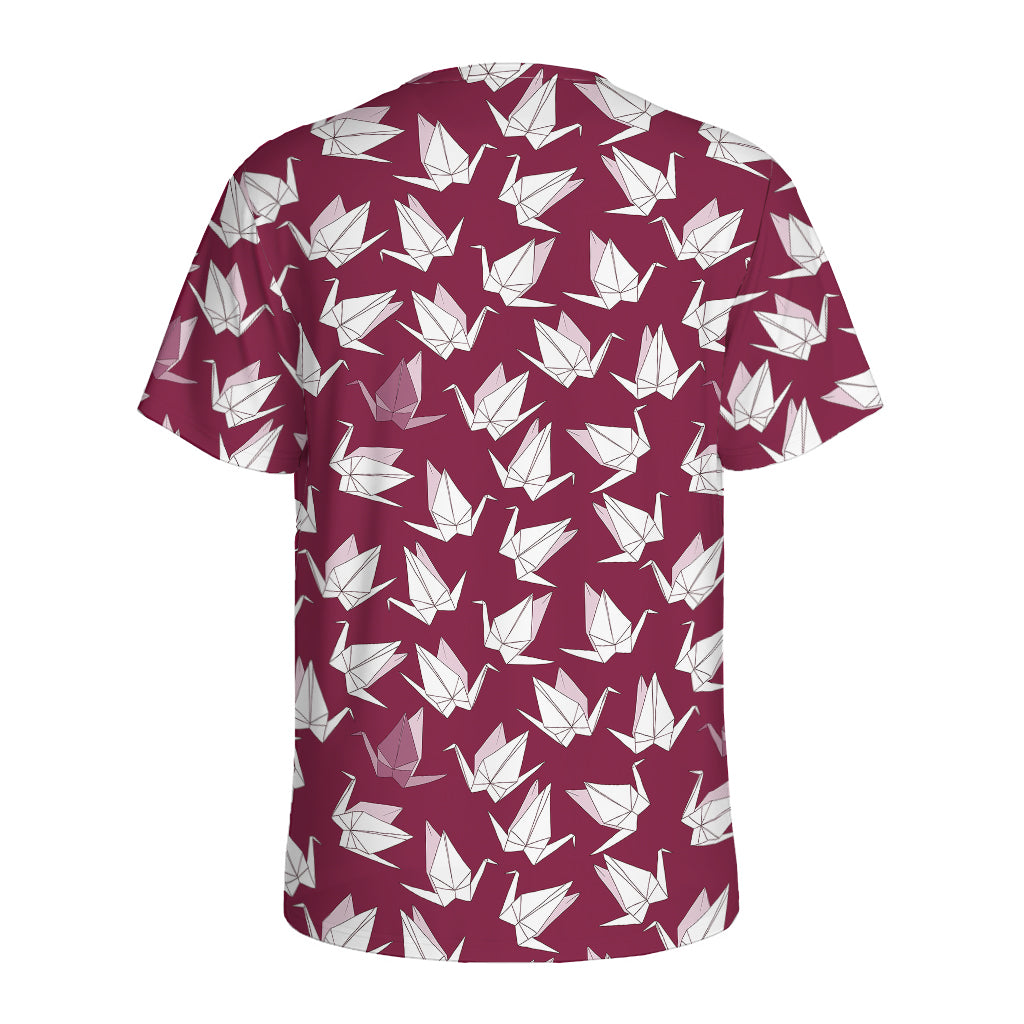 Japanese Origami Crane Pattern Print Men's Sports T-Shirt
