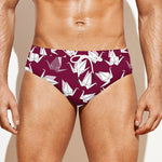 Japanese Origami Crane Pattern Print Men's Swim Briefs