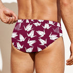 Japanese Origami Crane Pattern Print Men's Swim Briefs