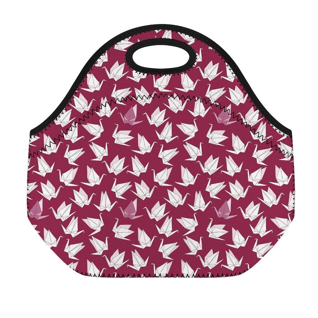 Japanese Origami Crane Pattern Print Neoprene Lunch Bag