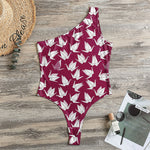 Japanese Origami Crane Pattern Print One Shoulder Bodysuit