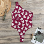 Japanese Origami Crane Pattern Print One Shoulder Bodysuit