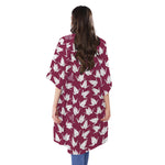 Japanese Origami Crane Pattern Print Open Front Beach Cover Up