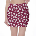 Japanese Origami Crane Pattern Print Pencil Mini Skirt