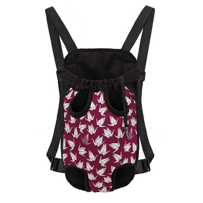 Japanese Origami Crane Pattern Print Pet Carrier Backpack
