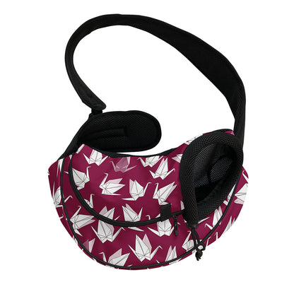 Japanese Origami Crane Pattern Print Pet Sling Carrier