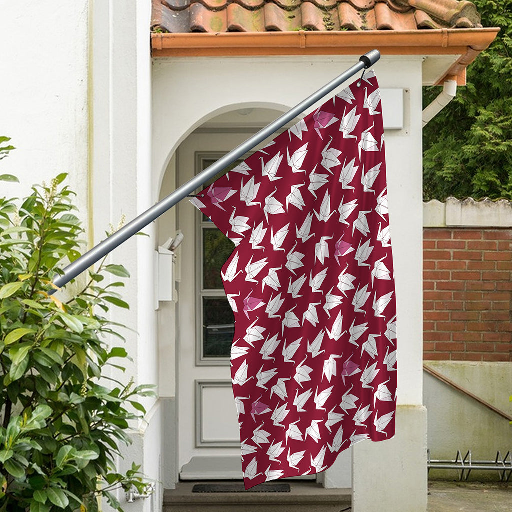 Japanese Origami Crane Pattern Print Polyester Flag