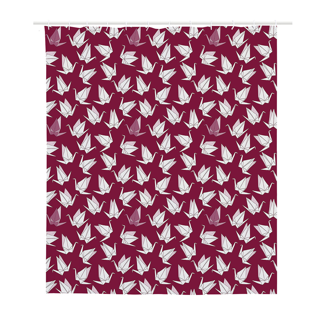 Japanese Origami Crane Pattern Print Polyester Shower Curtain