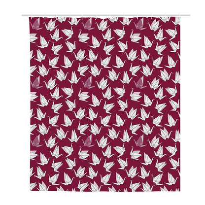 Japanese Origami Crane Pattern Print Polyester Shower Curtain