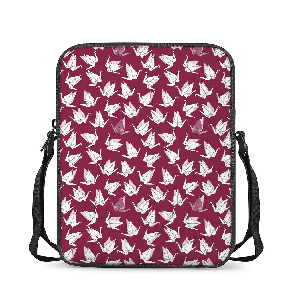 Japanese Origami Crane Pattern Print Rectangular Crossbody Bag