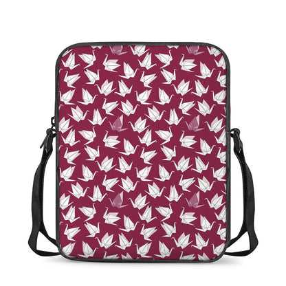 Japanese Origami Crane Pattern Print Rectangular Crossbody Bag