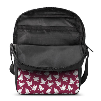 Japanese Origami Crane Pattern Print Rectangular Crossbody Bag