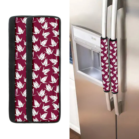 Japanese Origami Crane Pattern Print Refrigerator Handle Covers