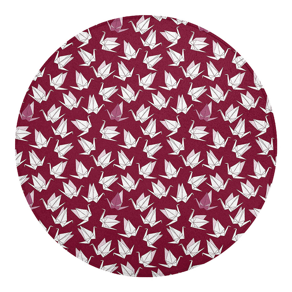 Japanese Origami Crane Pattern Print Round Blanket