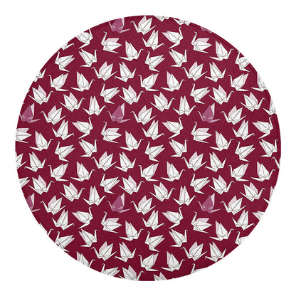 Japanese Origami Crane Pattern Print Round Blanket