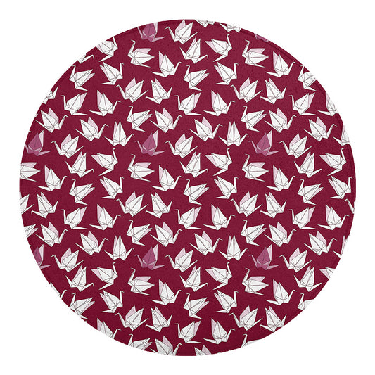Japanese Origami Crane Pattern Print Round Blanket