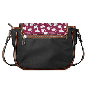 Japanese Origami Crane Pattern Print Saddle Bag