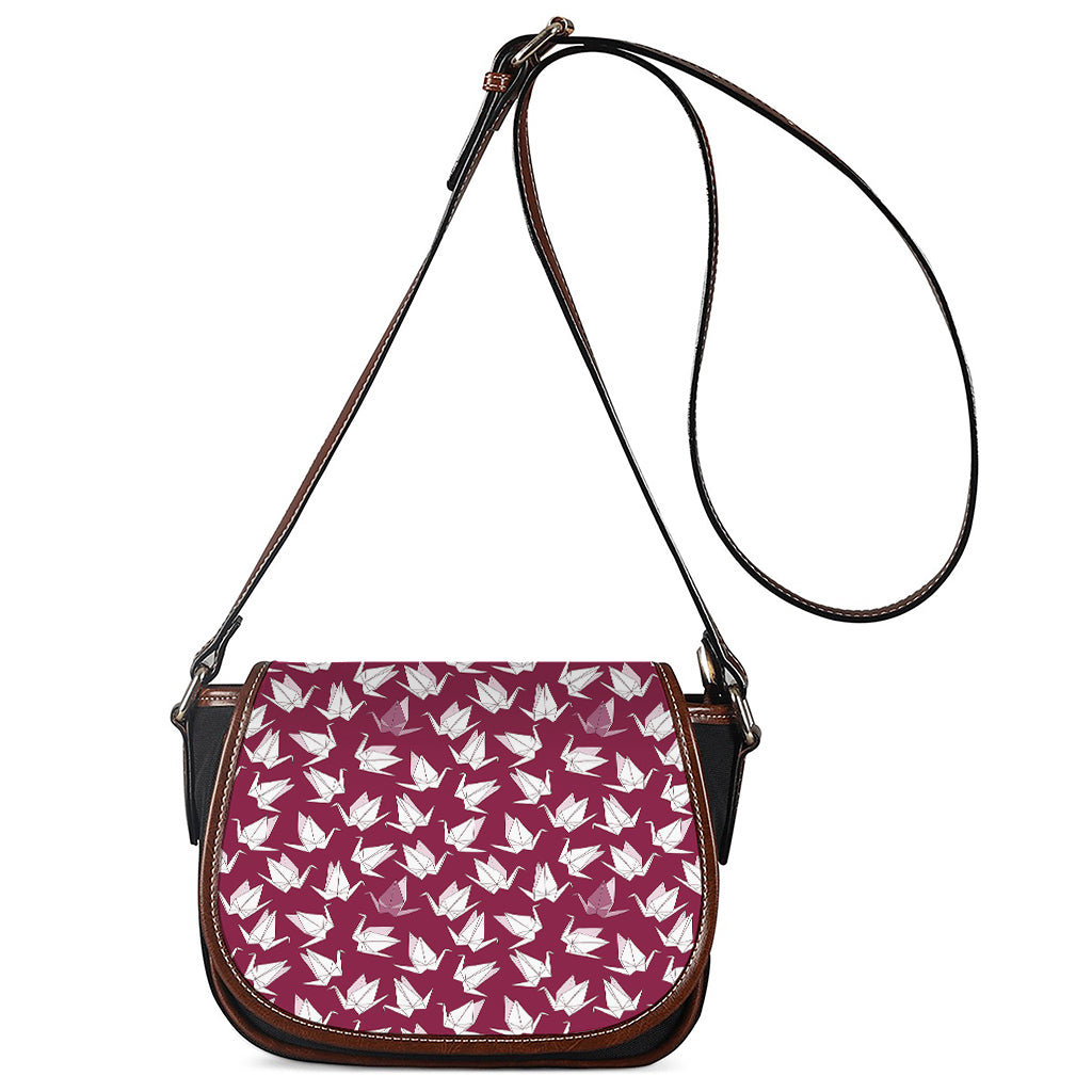 Japanese Origami Crane Pattern Print Saddle Bag