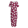 Japanese Origami Crane Pattern Print Short Sleeve Long Nightdress