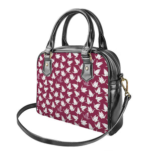 Japanese Origami Crane Pattern Print Shoulder Handbag