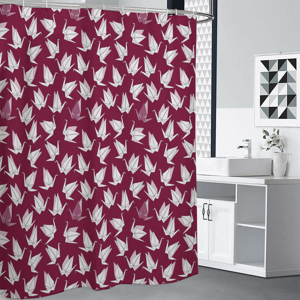 Japanese Origami Crane Pattern Print Shower Curtain