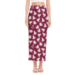 Japanese Origami Crane Pattern Print Side Slit Maxi Skirt