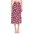 Japanese Origami Crane Pattern Print Side Slit Midi Skirt