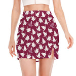 Japanese Origami Crane Pattern Print Side Slit Mini Skirt