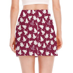 Japanese Origami Crane Pattern Print Side Slit Mini Skirt