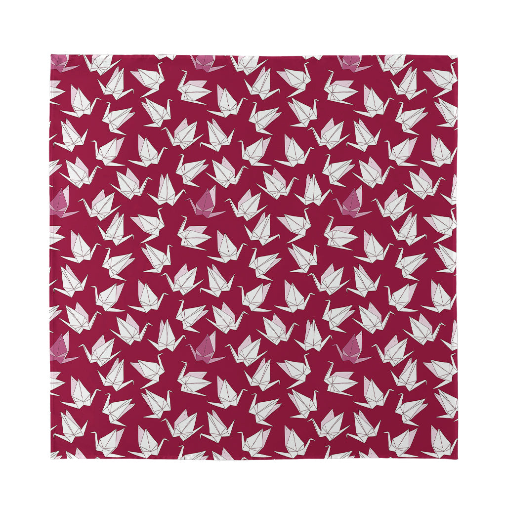 Japanese Origami Crane Pattern Print Silk Bandana